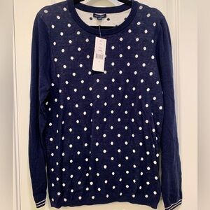 NEW Tommy Hilfiger Women's Navy and White Polka Dot Sweater - Size Large
